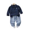 Children's Set Solid Color Long Sleeve Polo Shirt