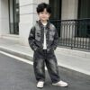 Children's Spring and Autumn Cowboy Long Sleeve Three Piece Set