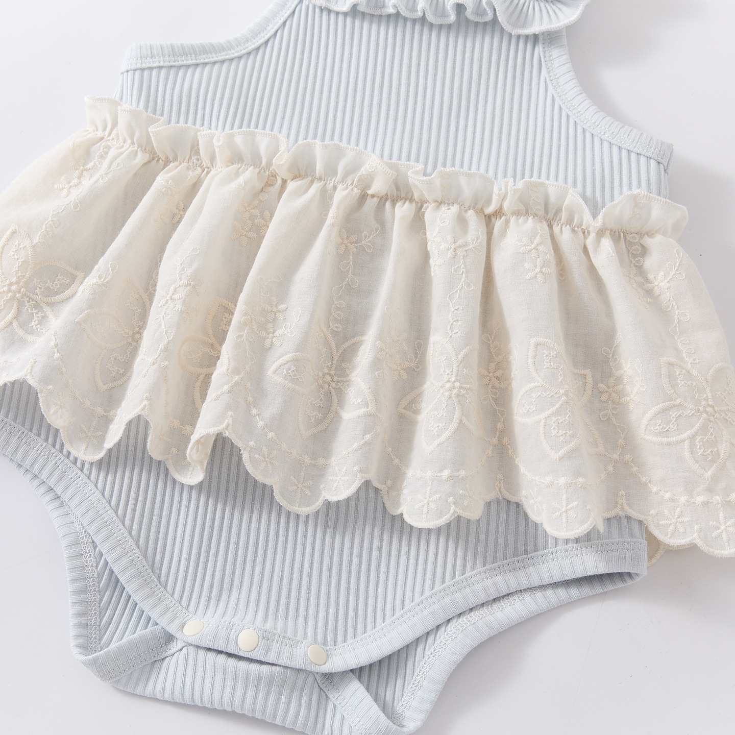Lightweight Knit Sleeveless Romper Baby Stylish Versatile Sweet Patchwork Strap Bodysuit – Bild 5