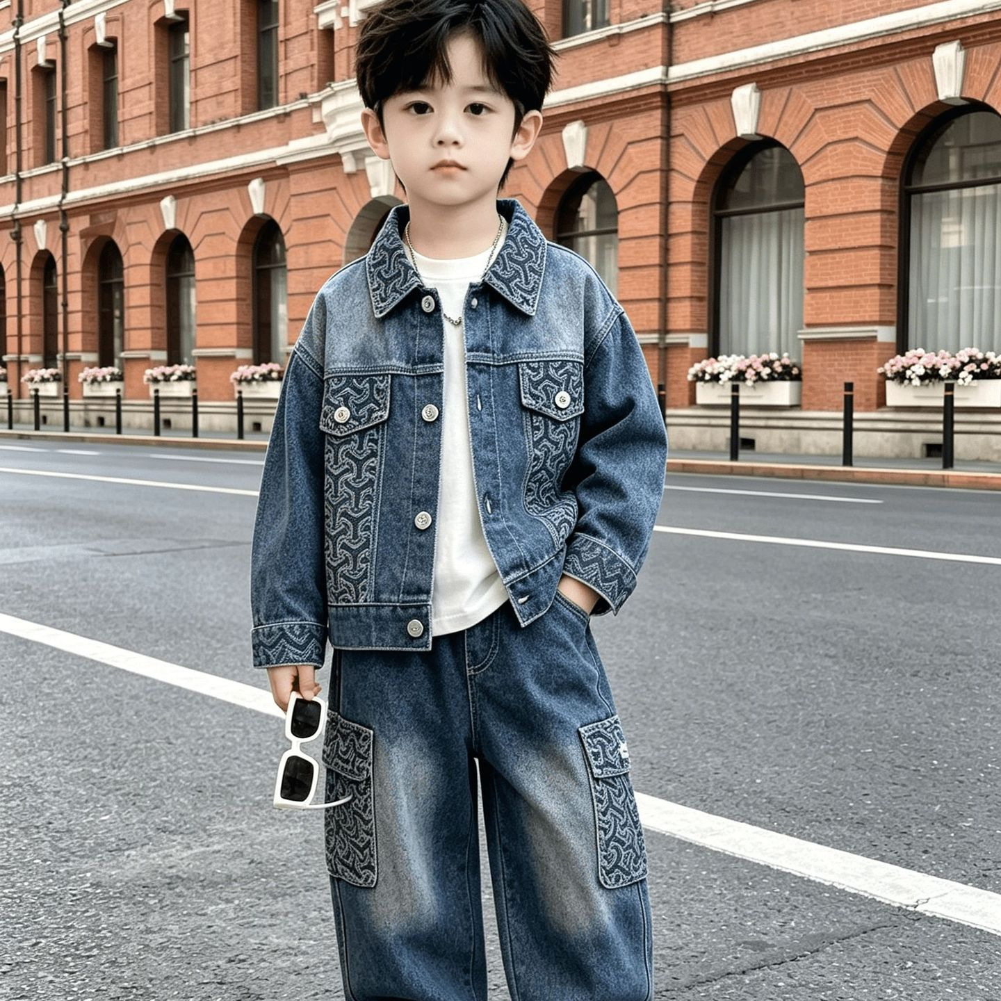 Cowboy long sleeved three piece set for children’s autumn clothing
