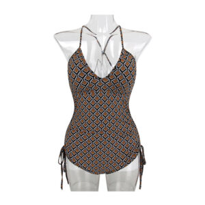 Deep V Backless Bodysuit Swimwear with Ruched Waist Push-Up Design for Big Bust