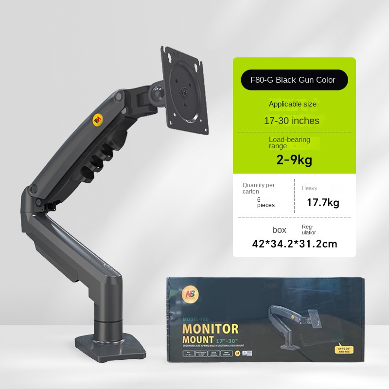 NBH100 Monitor Arm Adjustable Desk Mount for Desktop Computer, Reversible Mounting Bracket for Dorm Room Use