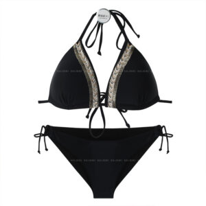 bikini with tie-up backless design, black Korean INS two-piece swimsuit for women