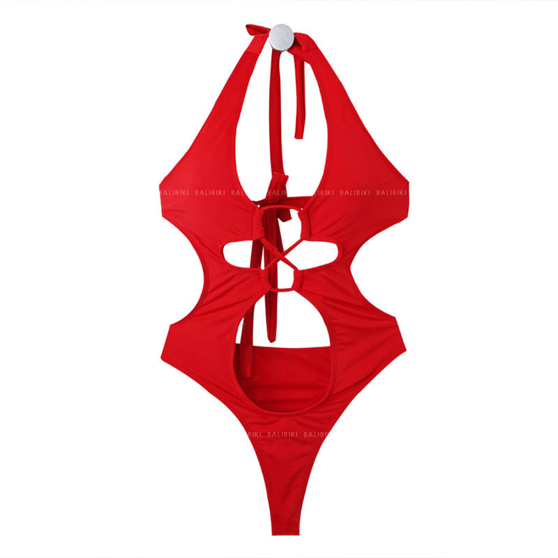 Swimwear Sexy Cut-Out Open Back Strappy Push-Up One-Piece Bikini Swimsuit for Women