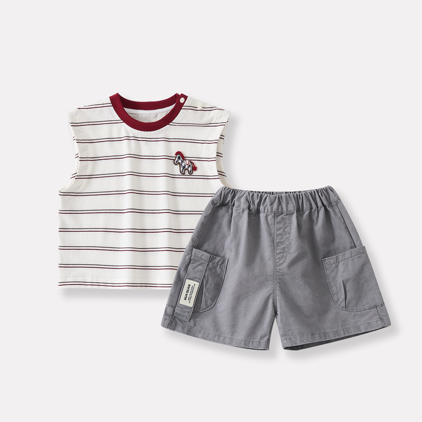 Knit Vest and Lightweight Cotton Shorts Two-Piece Set for Babies and Toddlers Summer Casual Wear – Bild 3