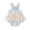 Lightweight Knit Sleeveless Romper Baby Stylish Versatile Sweet Patchwork Strap Bodysuit
