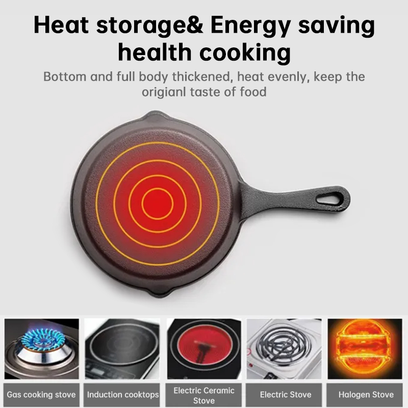 4-Pack Cast Iron Skillet Set – Non-Stick Frying Pans for Induction, Egg & Crepe Pan – Bild 7