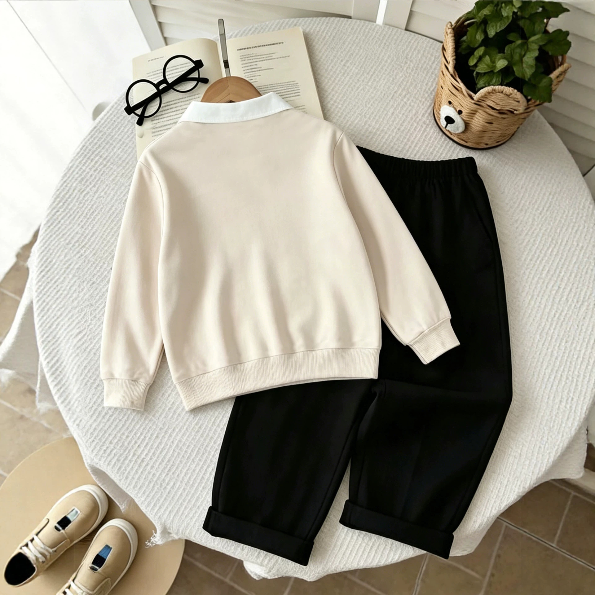 Boy’s Two-Piece V-Neck Sweatshirt Long Sleeve Casual Pants