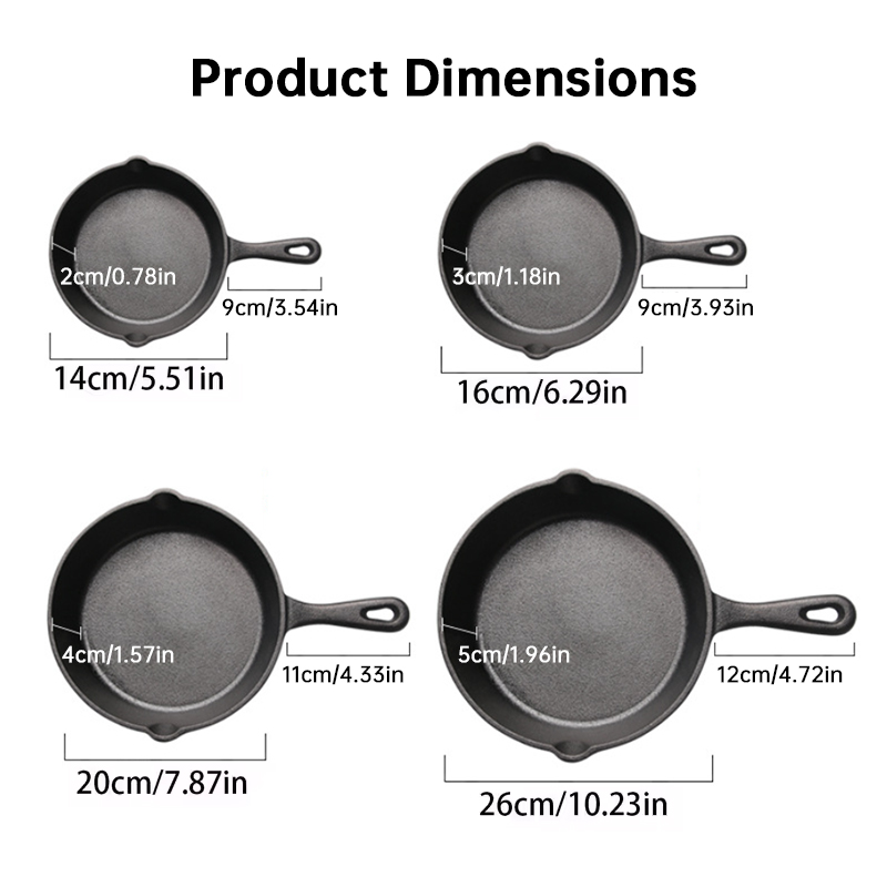 4-Pack Cast Iron Skillet Set – Non-Stick Frying Pans for Induction, Egg & Crepe Pan – Bild 9