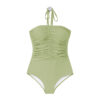 Simple Classic Sleeveless Adjustable String Fitted Slimming One-Piece Solid Color Swimwear for Women