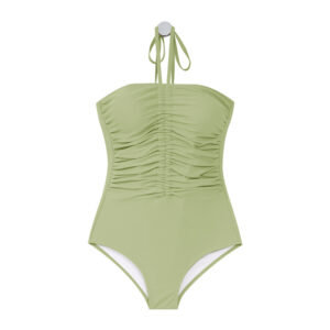Simple Classic Sleeveless Adjustable String Fitted Slimming One-Piece Solid Color Swimwear for Women