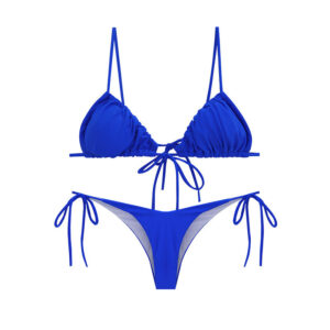 Backless Tie-up Push-up Triangular Solid Color Two-piece Swimsuit
