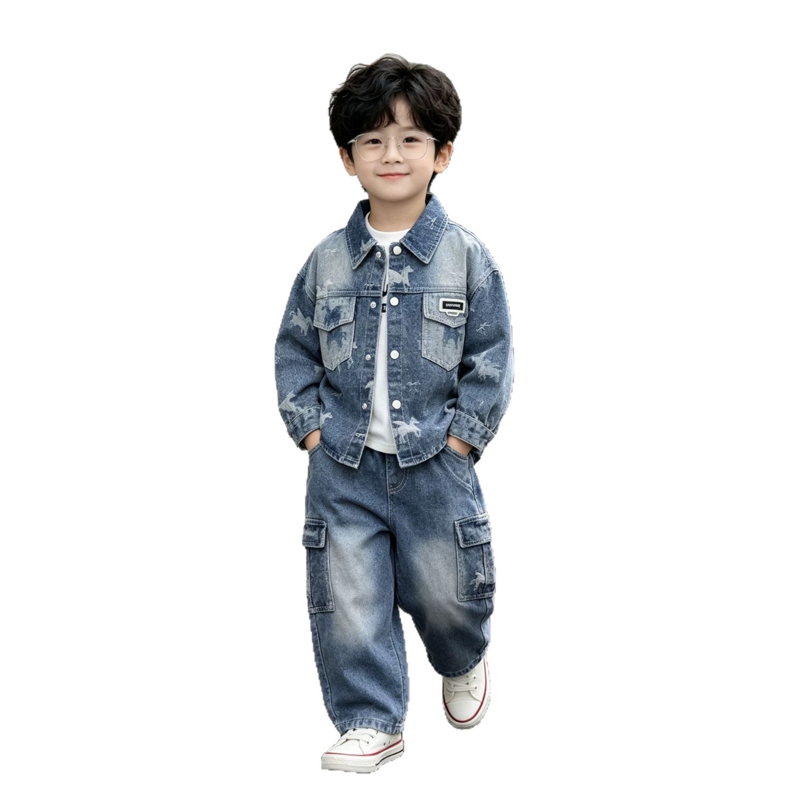 Children's Spring and Autumn Cowboy Long Sleeve Three Piece Set – Bild 4
