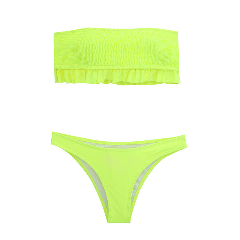 Solid Color Bikini Set for Women with Sexy Strapless Design and Lace Trim – Bild 3