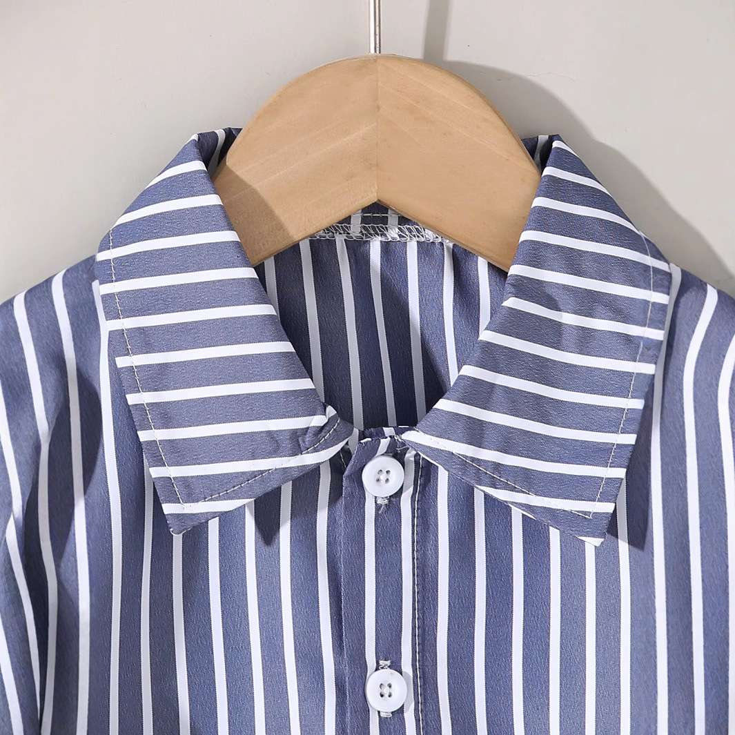 Kids' Striped Short Sleeve Shirt and Vest Set with Shorts, 3-Piece Outfit for Boys – Bild 3