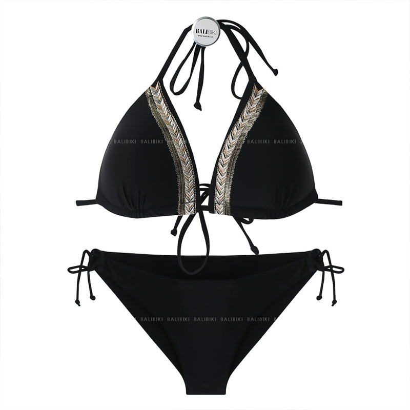 bikini with tie-up backless design, black Korean INS two-piece swimsuit for women – Bild 6