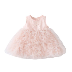 Bow Backless Dress, Baby Girl Cool Sweet Princess Mesh Puff Skirt