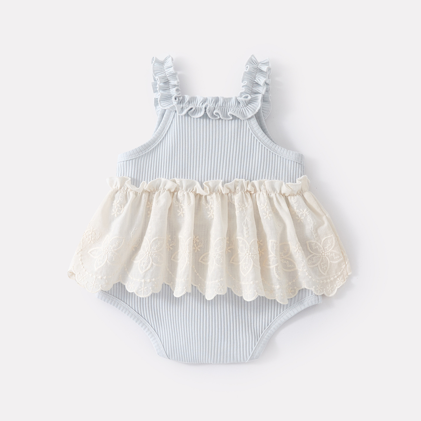 Lightweight Knit Sleeveless Romper Baby Stylish Versatile Sweet Patchwork Strap Bodysuit – Bild 3
