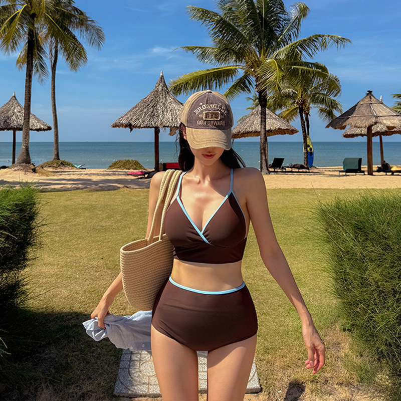 split swimsuit for women solid color slimming, suitable for hot spring resort, one-piece swimsuit – Bild 5
